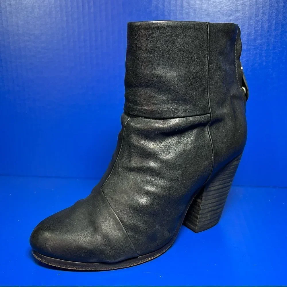 Rag & Bone Womens Newbury Black Leather Booties EU36.5/US6.5
